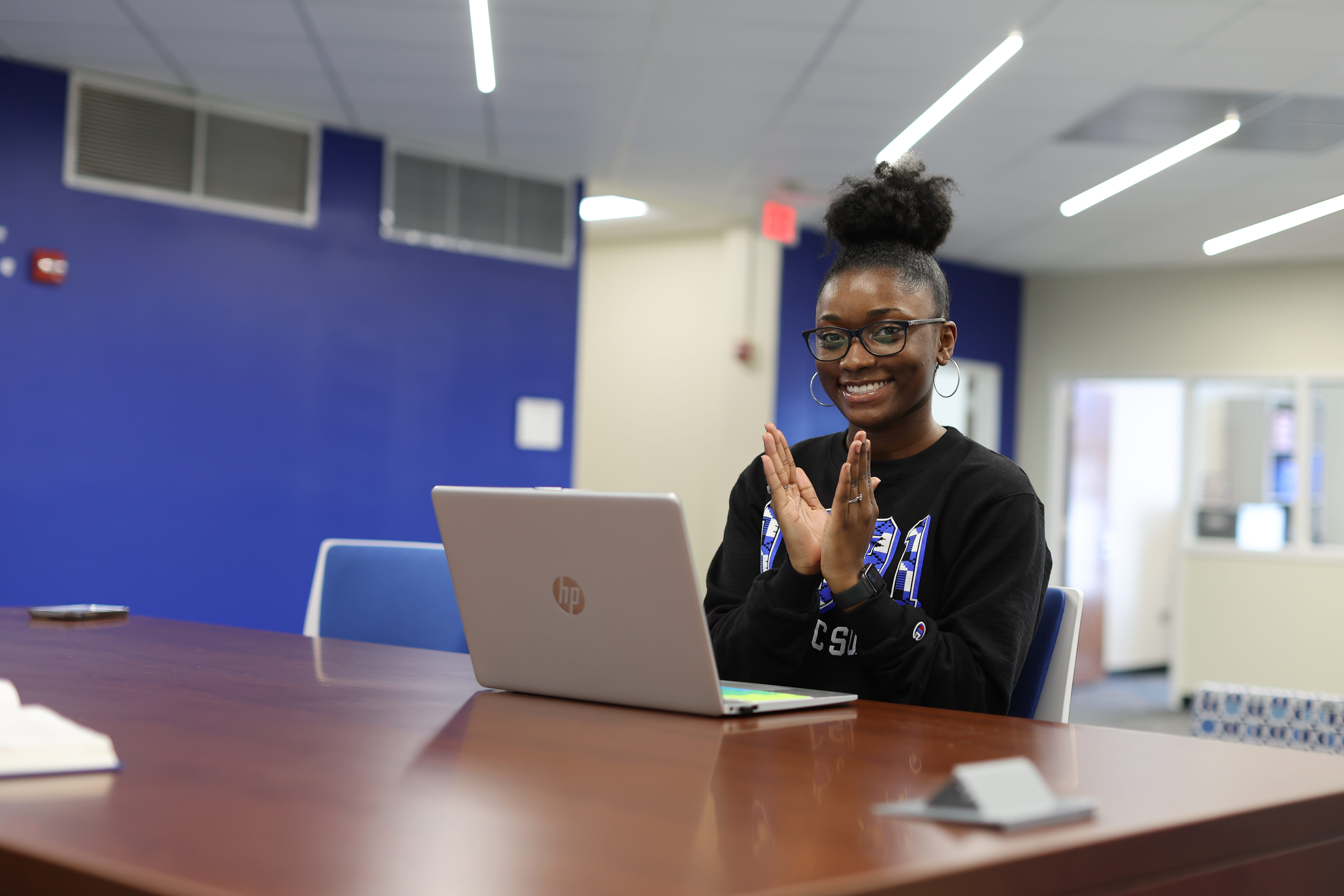 Female student at computer