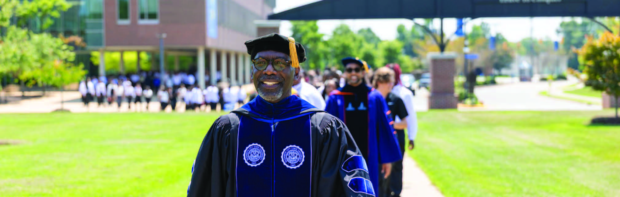 Chancellor Hargrove on Commencement Day, in cap and gown
