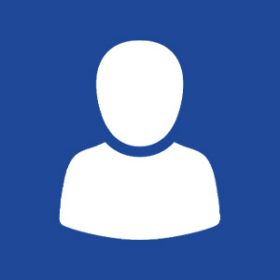 placeholder image for employee photo, blue background with white person icon