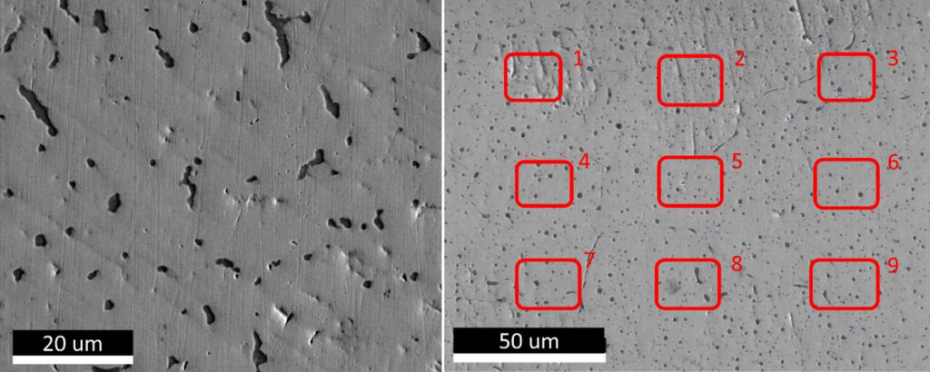 Microstructure of the refractory high-entropy alloy and high-throughput data production of composition for machine learning analysis.