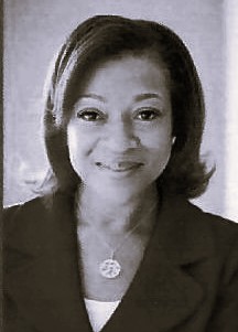 Black-and-white portrait of Stacey Franklin Jones.